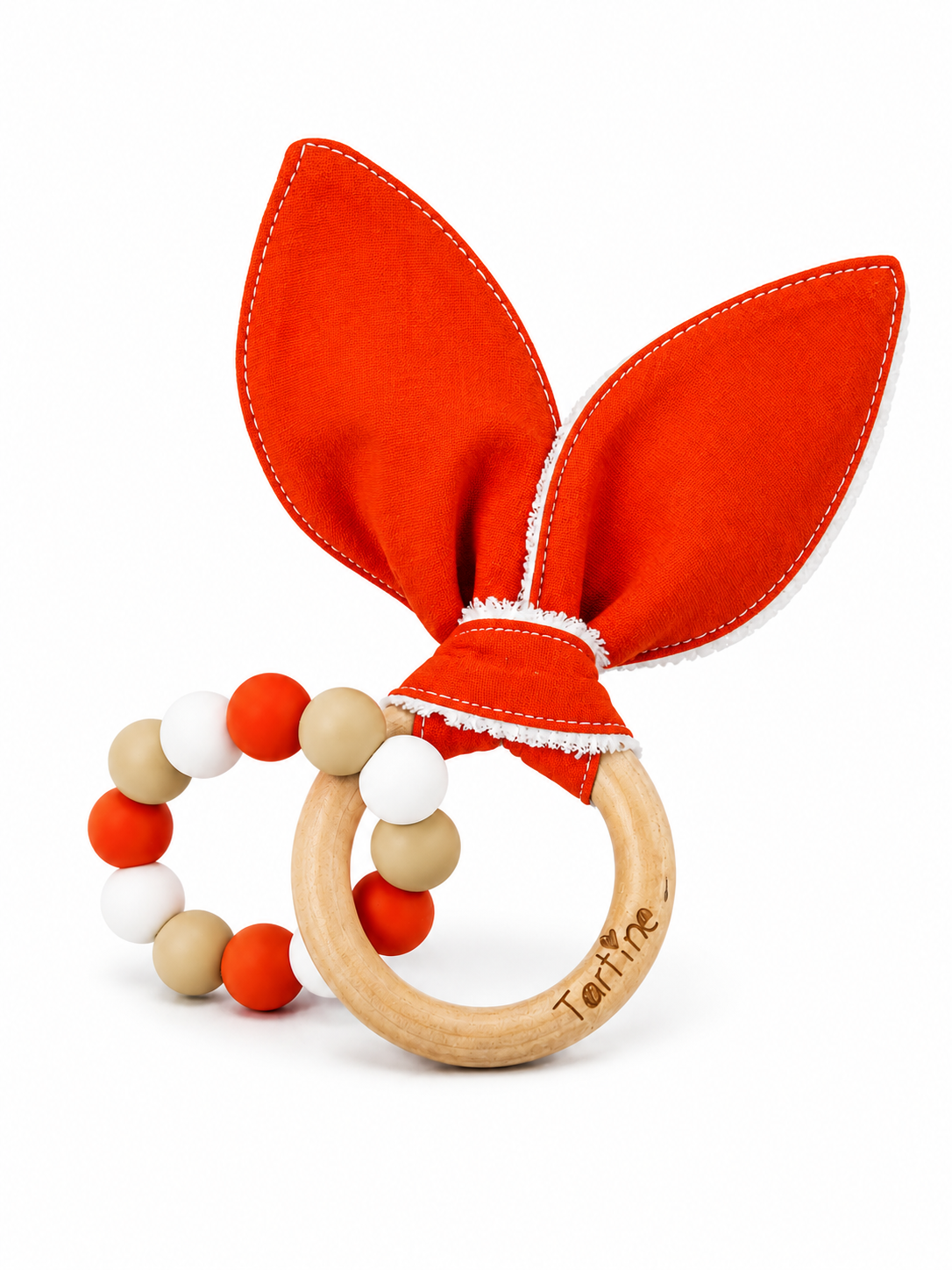 Jouet dentition - Oreille de lapin Uni Boutique Tartine Rouge cinabre