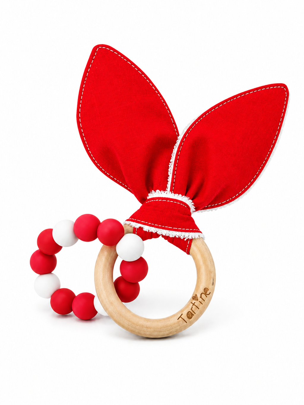 Jouet dentition - Oreille de lapin Uni Boutique Tartine Rouge coquelicot