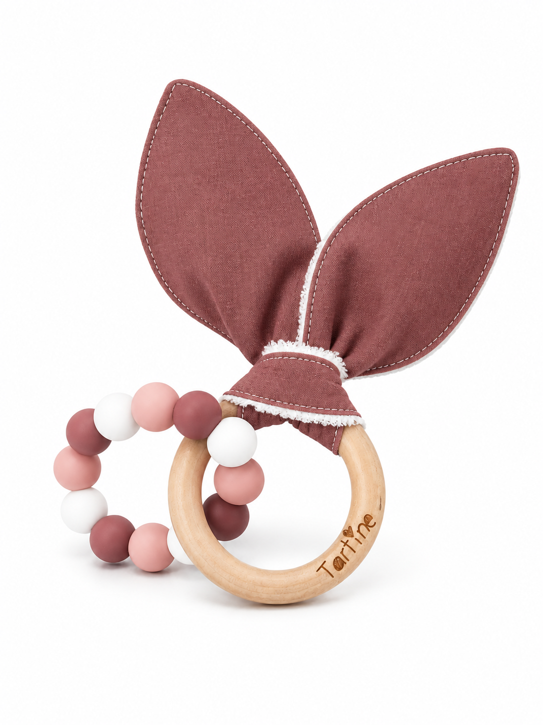 Jouet dentition - Oreille de lapin Uni Boutique Tartine Rouge poterie
