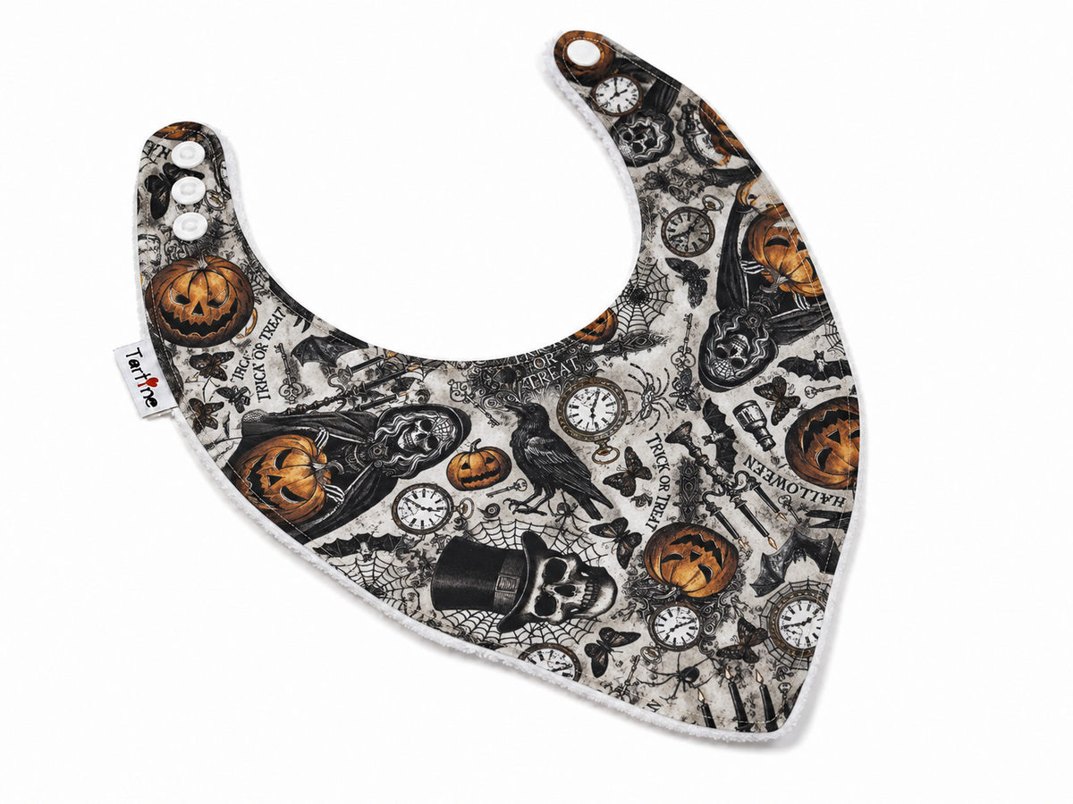 Bavoir Halloween en coton et ratine de bambou