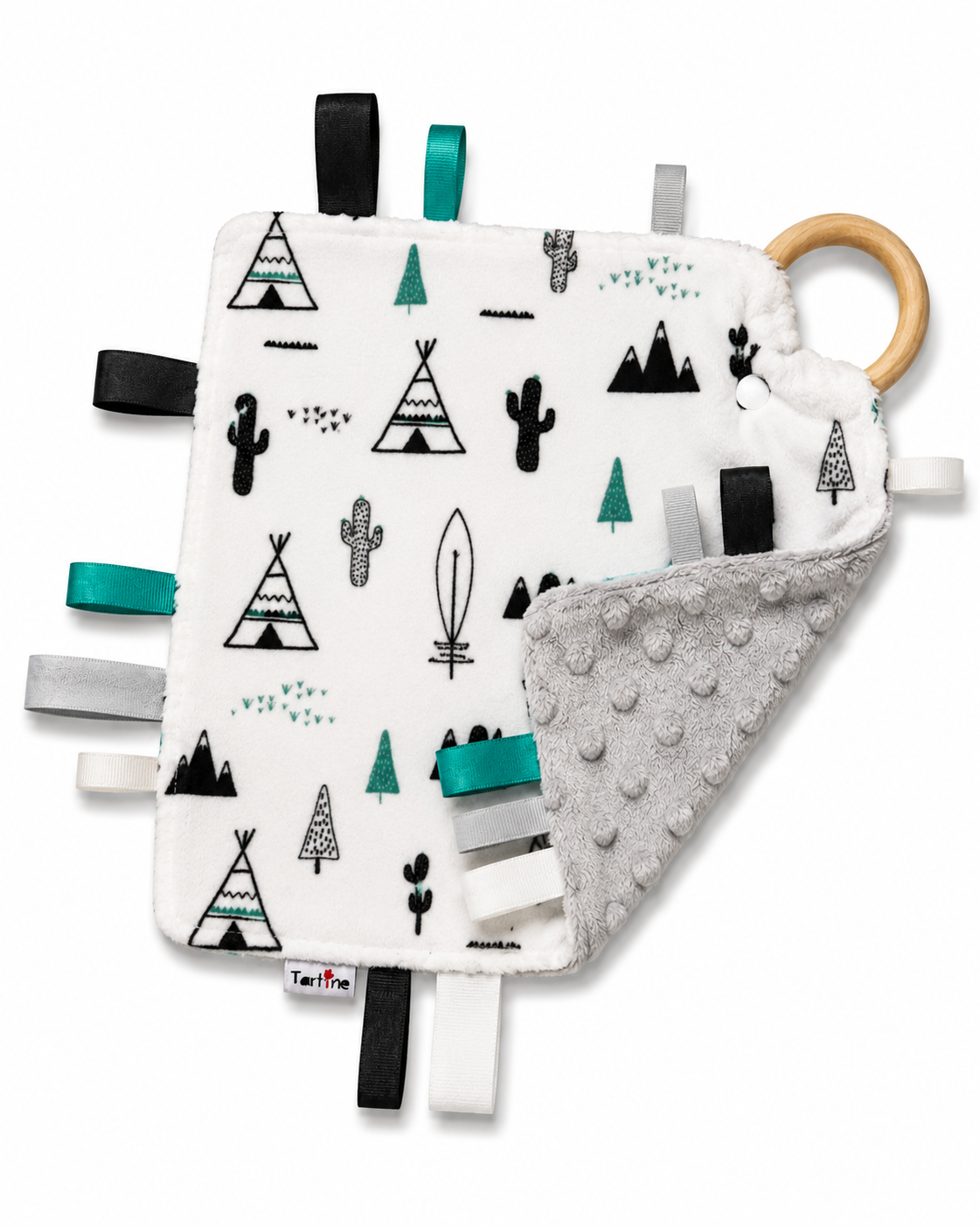 Doudou étiquettes Foret en minky Boutique Tartine