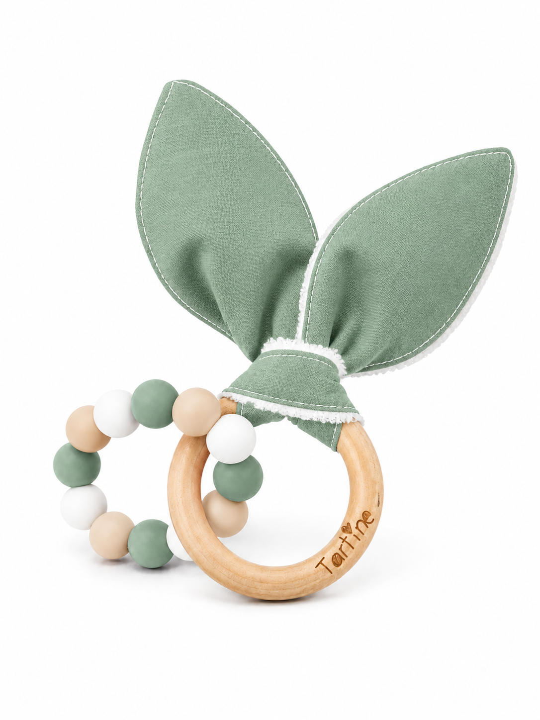 Jouet dentition - Oreille de lapin Uni Boutique Tartine Vert Glauque