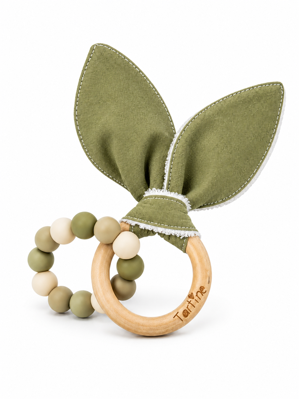 Jouet dentition - Oreille de lapin Uni Boutique Tartine Vert pale