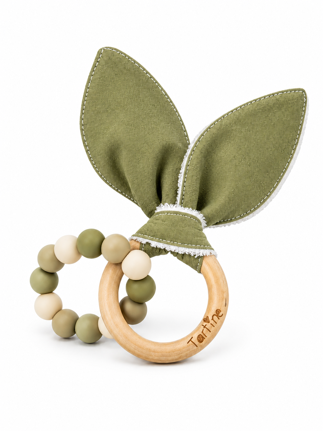 Jouet dentition - Oreille de lapin Uni Boutique Tartine Vert pale