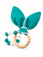 Jouet dentition - Oreille de lapin Uni Boutique Tartine Vert plante marine