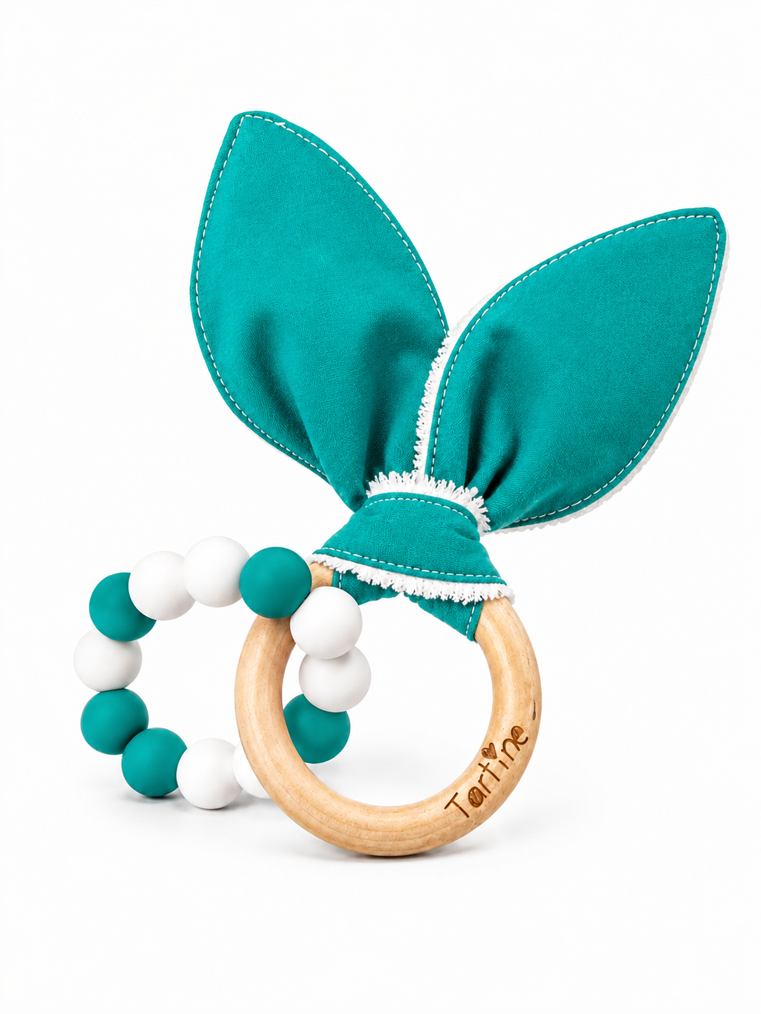 Jouet dentition - Oreille de lapin Uni Boutique Tartine Vert plante marine