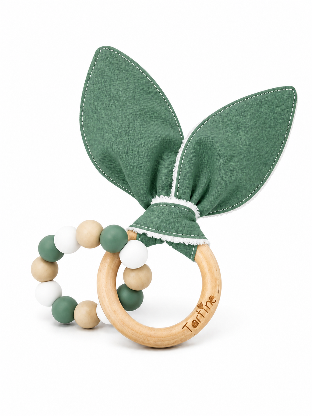 Jouet dentition - Oreille de lapin Uni Boutique Tartine Vert viride