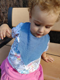 Bavoir absorbant pour bébé - Classique Bleu - mousseline de coton et ratine de bambou