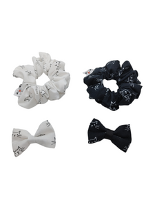 CHATS BLANC -  Chouchou pour cheveux adultes et enfant - Scrunchy - twinnning mère fille