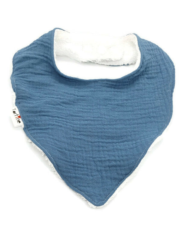 Bavoir absorbant pour bébé - Classique Bleu - mousseline de coton et ratine de bambou